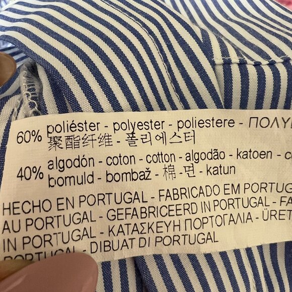 Stripes Blue and White Button Down Shirt with Red embellished piping detail - Picture 7 of 7